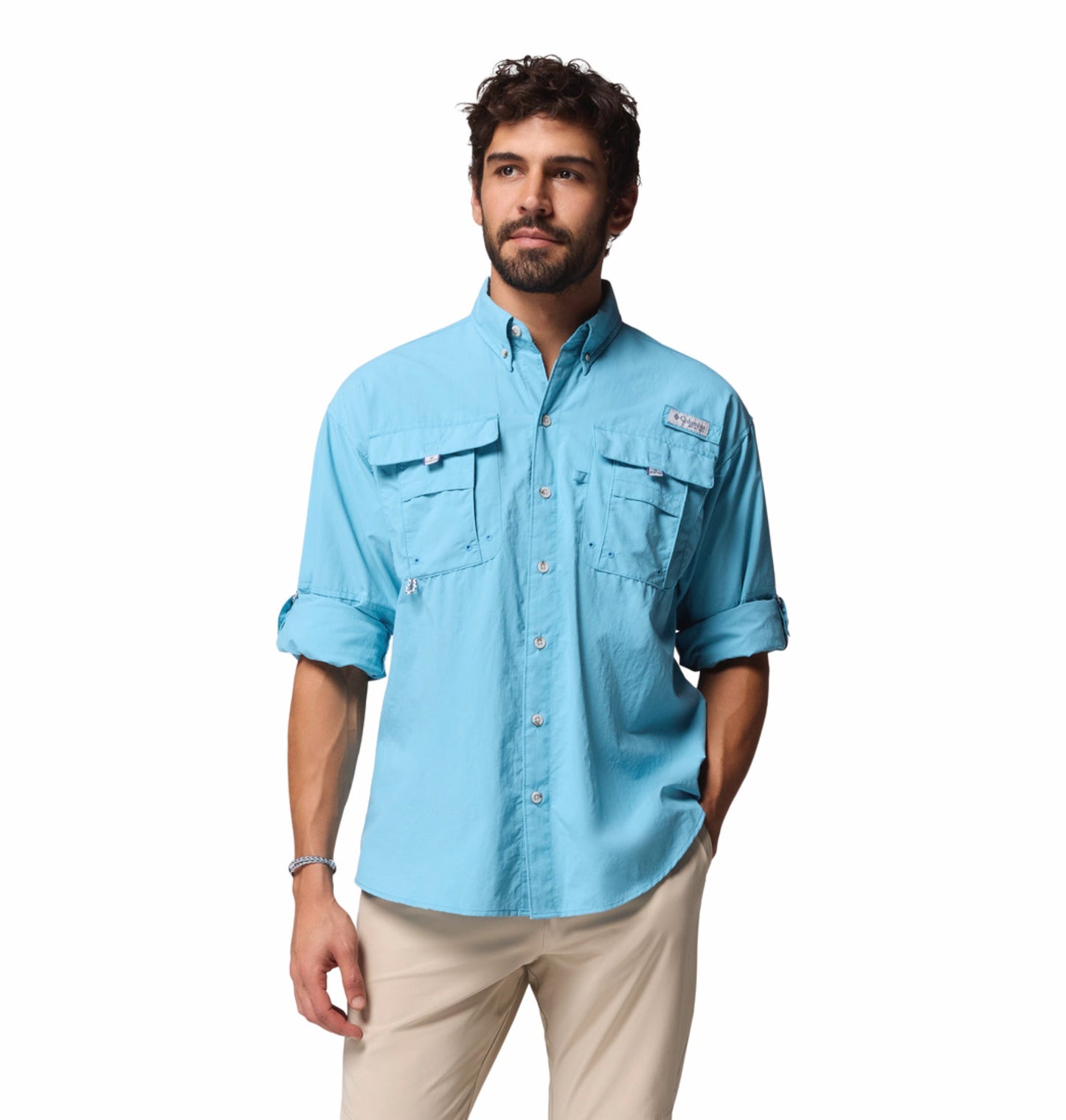 Columbia Men Blue Omni-Shade Bahama II Long Sleeve Shirt
