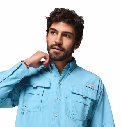 Columbia Men Blue Omni-Shade Bahama II Long Sleeve Shirt