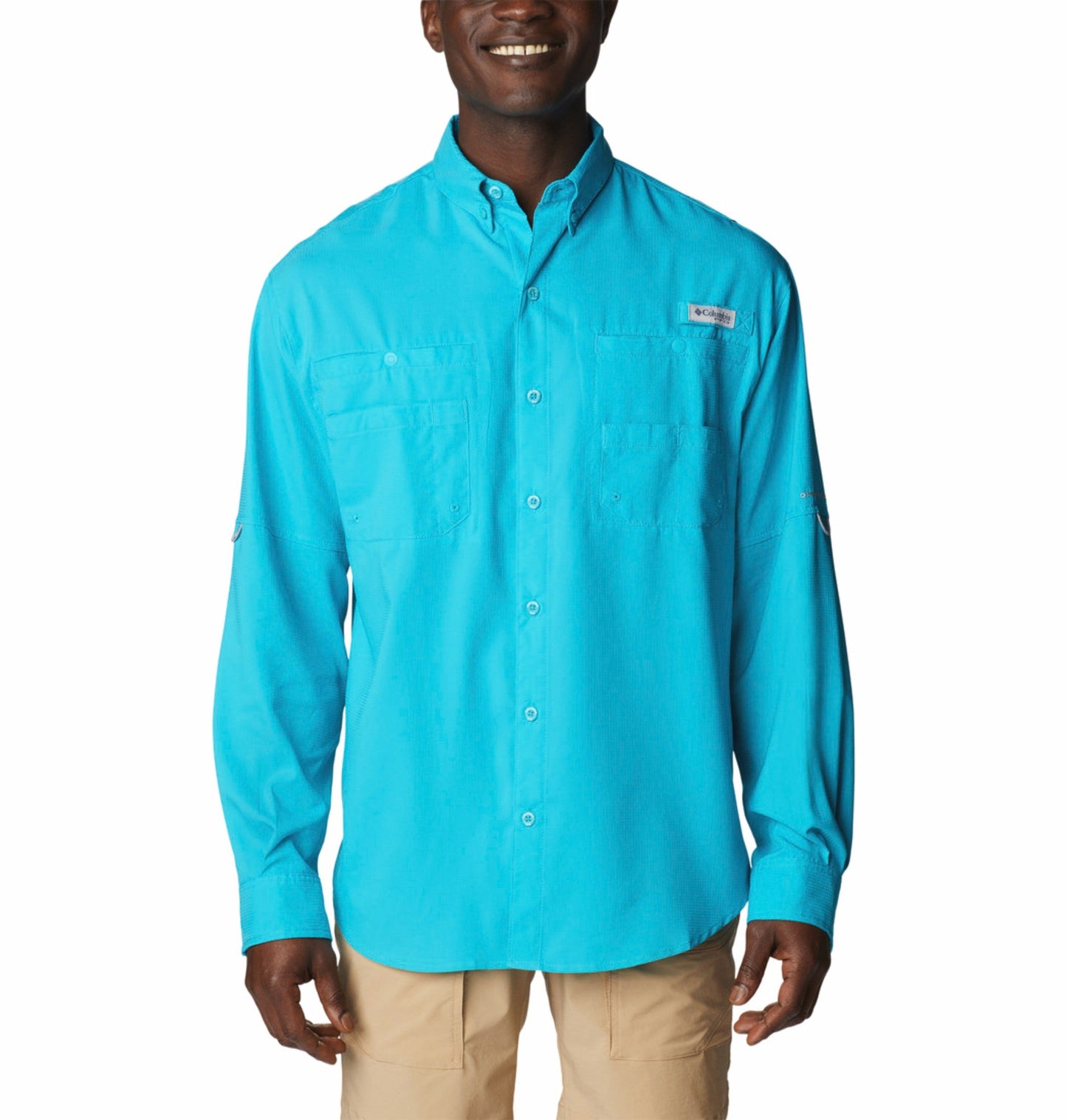 Columbia Men Blue Omni-Shade Tamiami II Long Sleeve Shirt