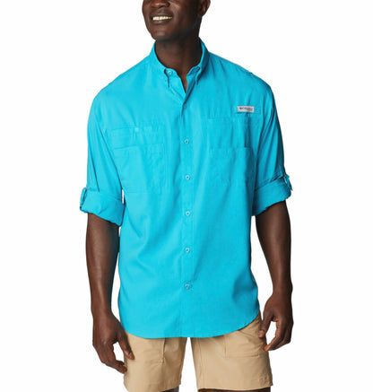 Columbia Men Blue Omni-Shade Tamiami II Long Sleeve Shirt
