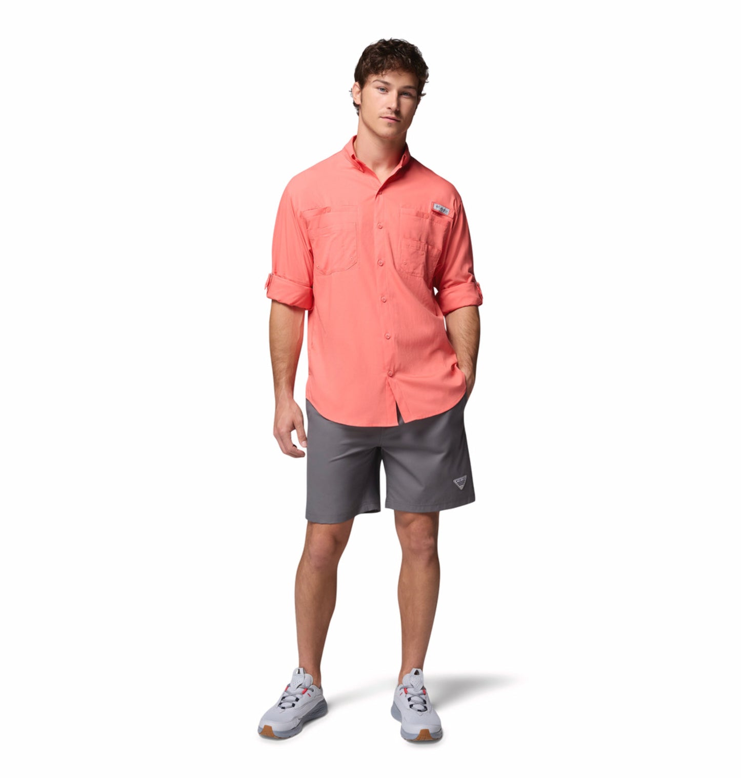 Columbia Men Orange Omni-Shade Tamiami II Long Sleeve Shirt