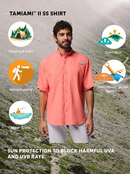 Columbia Men Orange Omni-Shade Tamiami II Short Sleeve Shirt