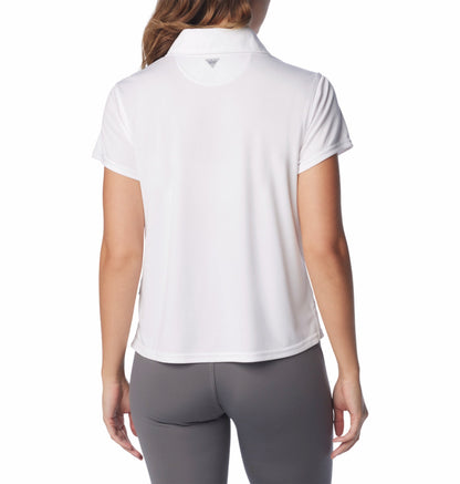 Columbia Women White Omni-Shade Tidal Polo Tshirt