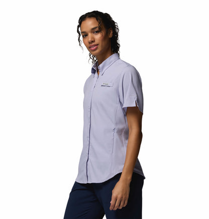 Columbia Women Blue Omni-Shade Tamiami II Short Sleeve Shirt
