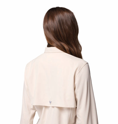 Columbia Women Beige Omni-Shade Tamiami II Long Sleeve Shirt