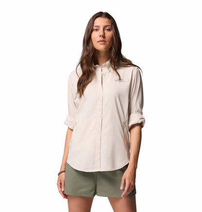 Columbia Women Beige Omni-Shade Tamiami II Long Sleeve Shirt