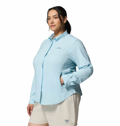Columbia Women Blue Omni-Shade Tamiami II Long Sleeve Shirt