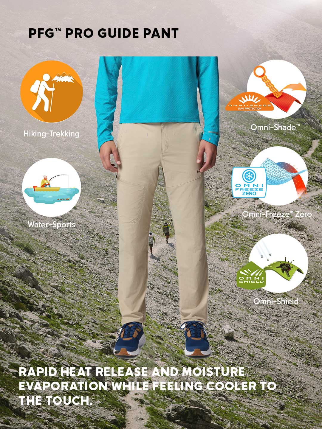 Columbia Men Beige Omni-Freeze PFG Pro Guide Pant