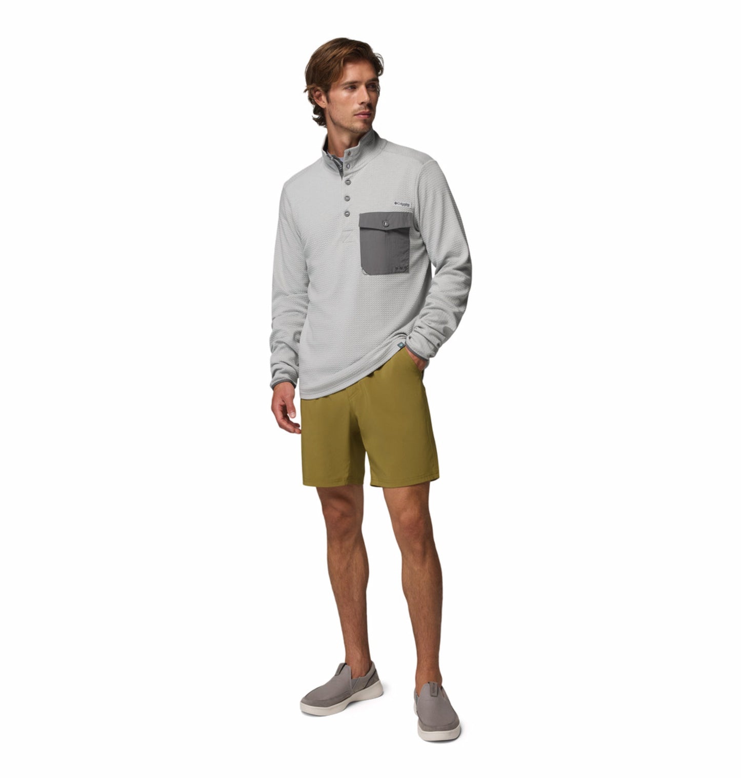 Columbia Men Olive Green Omni-Shade PFG Uncharted Short
