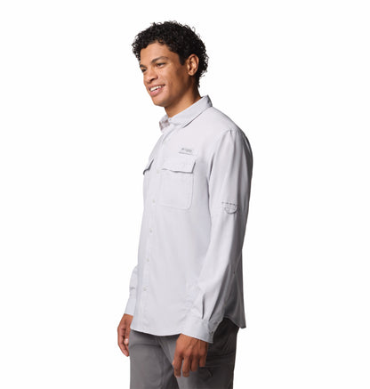 Columbia Men Light Grey Omni-Shade Blood n Guts V Long Sleeve Shirt