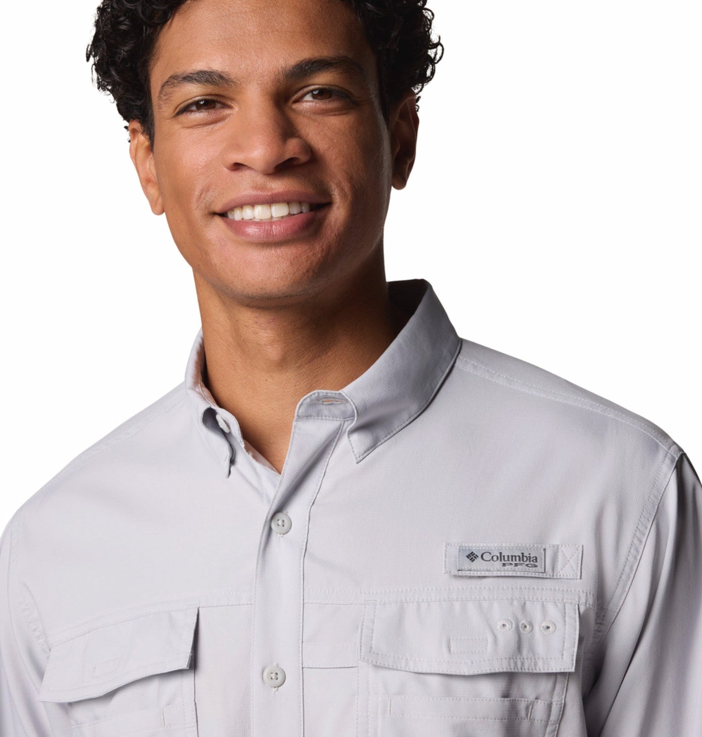Columbia Men Light Grey Omni-Shade Blood n Guts V Long Sleeve Shirt
