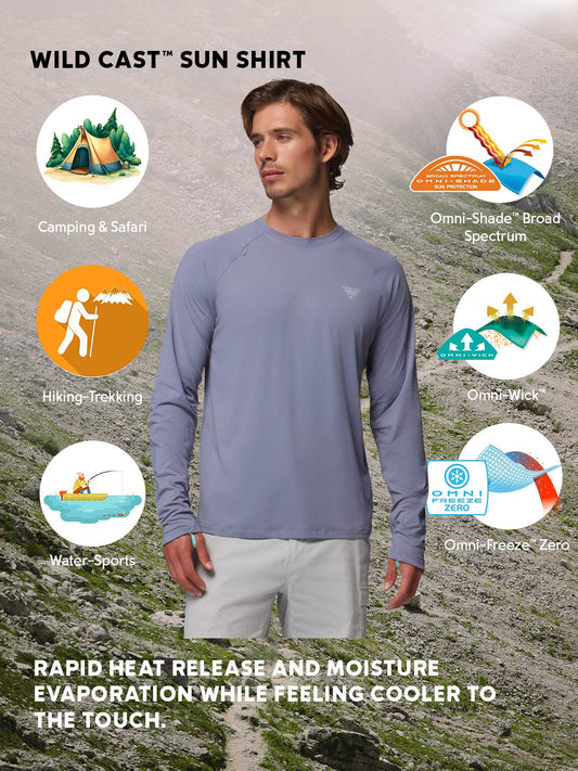 Columbia Men Blue Omni-Freeze Wild Cast Sun Tshirt