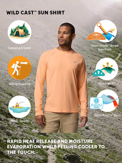 Columbia Men Peach Omni-Freeze Wild Cast Sun Tshirt