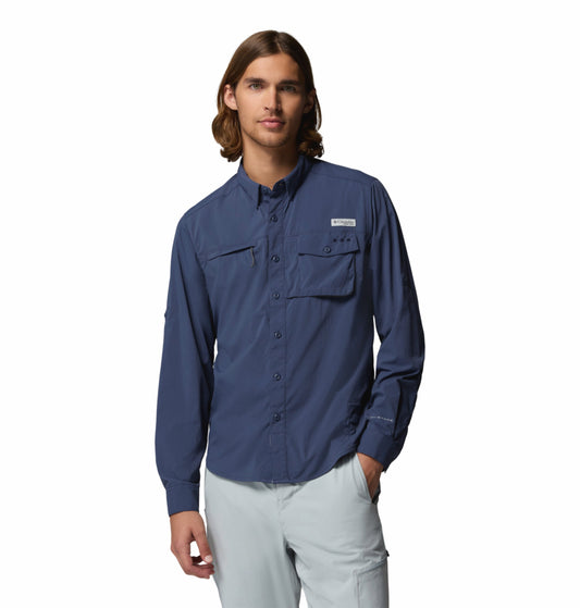 Columbia Men Navy Blue Omni-Shade Wild Cast Long Sleeve Shirt