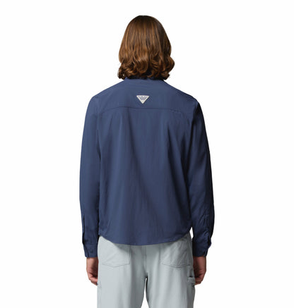 Columbia Men Navy Blue Omni-Shade Wild Cast Long Sleeve Shirt