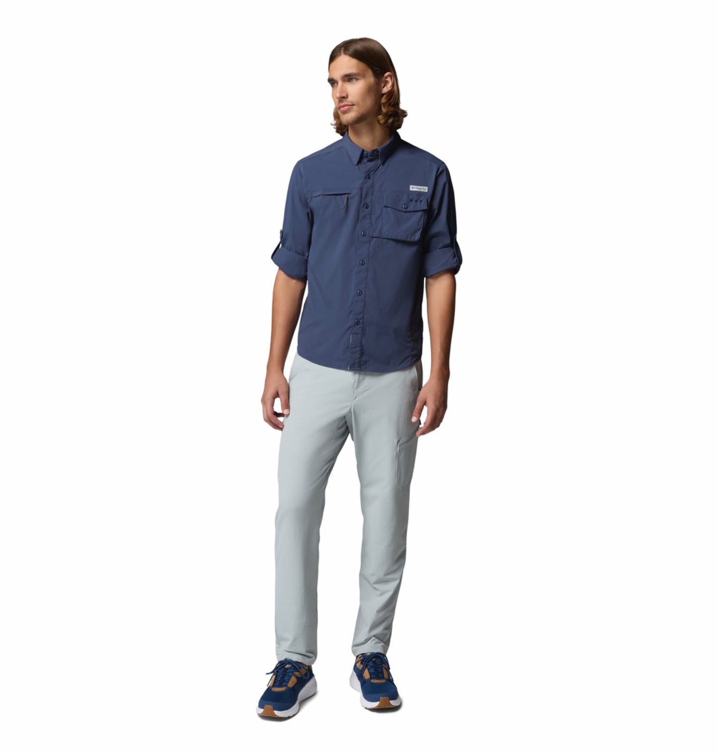 Columbia Men Navy Blue Omni-Shade Wild Cast Long Sleeve Shirt