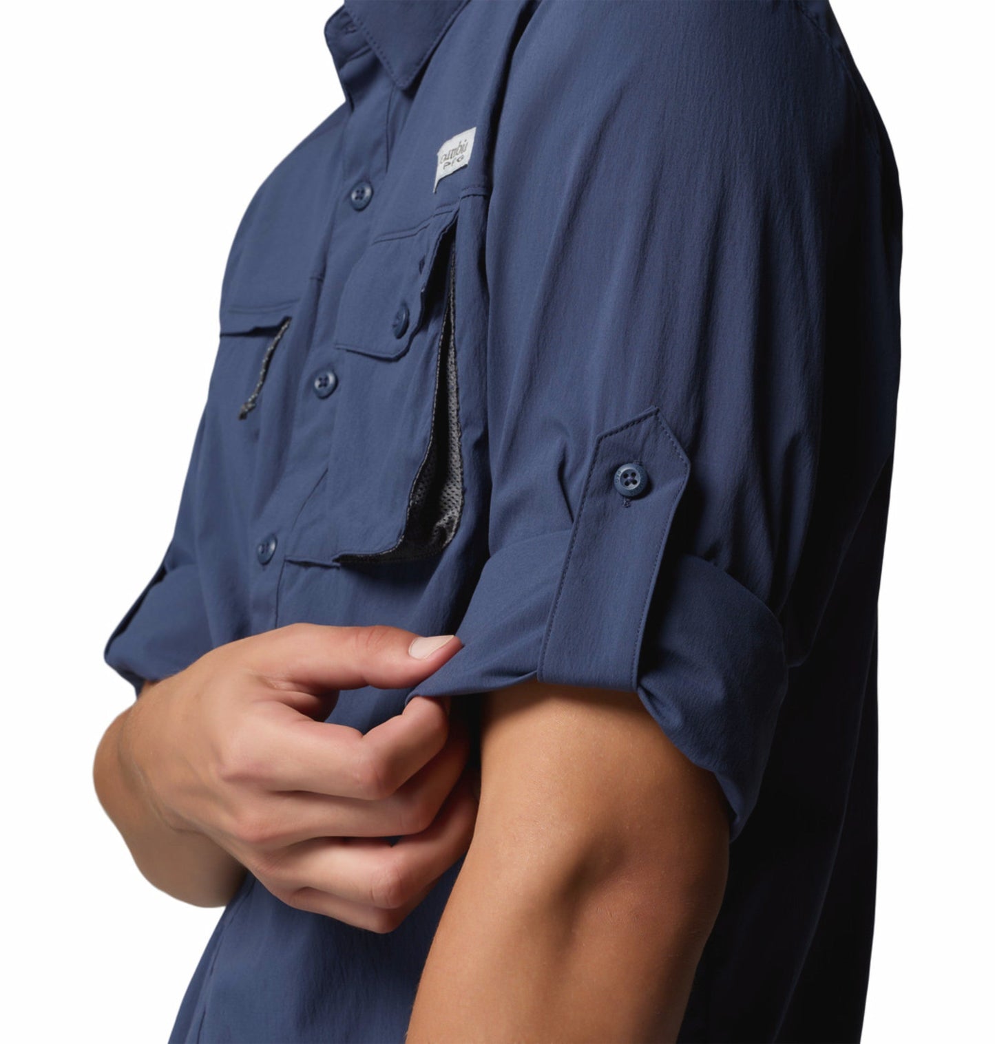 Columbia Men Navy Blue Omni-Shade Wild Cast Long Sleeve Shirt