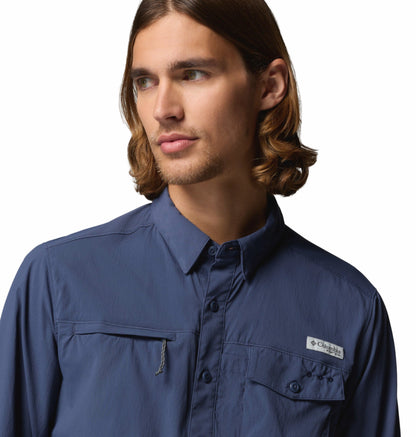 Columbia Men Navy Blue Omni-Shade Wild Cast Long Sleeve Shirt